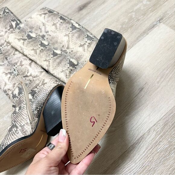 Dolce Vita Snake Print Knee High Block Heel Zip Boots Womens Size 7 - Picture 7 of 9